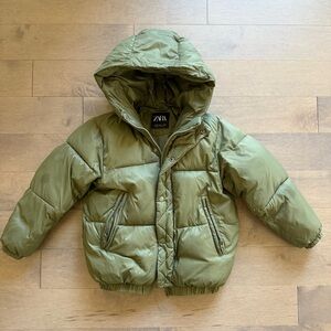 Zara Olive Green Puffer Jacket Kids 6-7